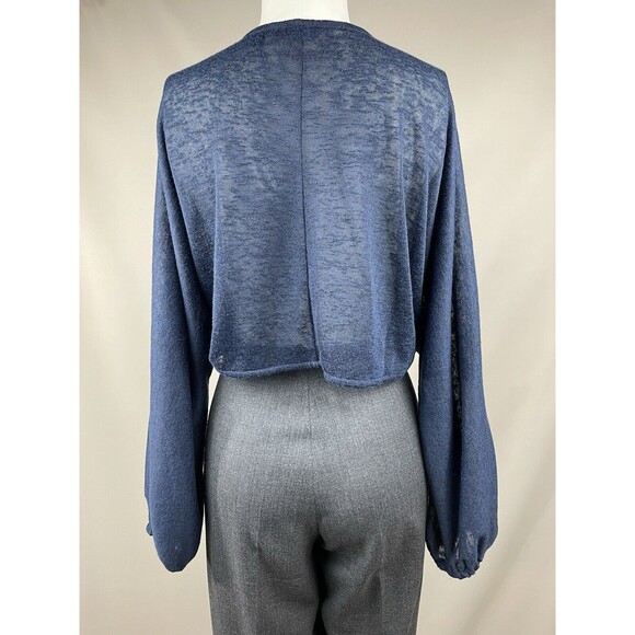 G by Giuliana Batwing Sleeve Cropped Cardigan Medium Dark Blue Academia Basic - Picture 13 of 15